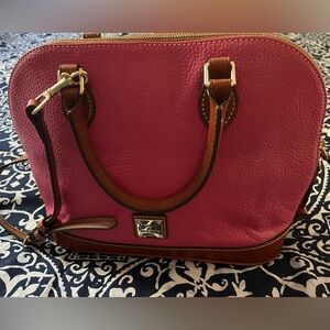 Dooney & Bourke Fuchsia and Brown Satchel